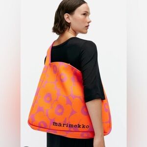 Marimekko Orange & Pink Floral Tote Bag
